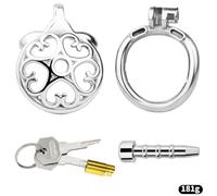 Sex Toys Stainless Steel Flat Chastity Lock Metal Exercise Sissy Chastity Cage Invisible Penis Cage for Penis Training Abstinence BDSM Bondage to Prevent Erection for Male