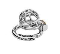Sex Toys Steel Stainless Flat Inverted Chastity Lock Device Penis Cage SM Invisible Abstinence Adjustable Cock Rings Cage for Male Penis Training Bondage to Prevent Erection for Men