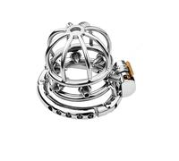 Sex Toys Steel Stainless Flat Inverted Chastity Lock Device Penis Cage SM Invisible Abstinence Rooster Cock Cage with Multi Size Adjustment for Male Penis Training Bondage to Prevent Erection for Men