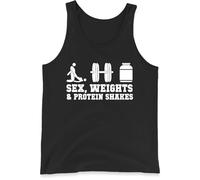 Sex Weights & Protein Shakes Vest Shirt,Funny Gym Workout Vest,Weightlifter Gift - Fitness Motivational Vest Top Black