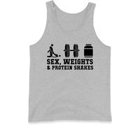 Sex Weights & Protein Shakes Vest Shirt,Funny Gym Workout Vest,Weightlifter Gift - Fitness Motivational Vest Top Heather Grey