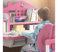 sexaoalx 4-12 Years Old Desk Chair Set,Kids Adjustable Height Study Drawer Table with Chair Set,Multi Bookstand Widened Desktop(Arrive Fast) Pink