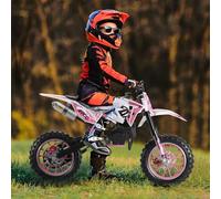 sexaoalx 50cc Dirt Bike for Kids, 2-Stroke Gas Motorcycle, Off-Road Mini Dirt Bike, Gas Power Motocross Bike, Max Load 330Lbs,for 5-12 Kids Pink