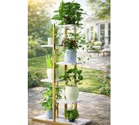 sexaoalx 6 Layers Flower Stand, 7 Pottings, Plant Shelf , Good Supporting & Load Bearing, Widened Base & Staggered Structure, Home Supply White