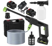 sexaoalx Cordless Pressure Washer, Portable Pressure Washer Powered Max 500PSI, 1GPM, with 21V 1.5Ah Rechargeable Battery,16.5FT Drain Hose, 6-in-1 Nozzle Electric Power Washer for Car, Floor UK