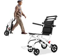 sexaoalx Folding Wheelchair Lightweight Portable Transit Travel Chair for Adults with Adjustable Safety Strap,Transit Travel Chair(Shipment from The UK) A