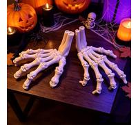 sexaoalx Halloween Skeleton Hands, Realistic Spooky Bone Claw Hand Prop | 3D Printed Skeleton Hand Bones Model for Halloween Party Home Decoration 1Pair