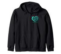 Sexual Assault Awareness Heart Teal Educate Empower Prevent Zip Hoodie