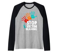 Sexual Assault Awareness Shirt - Stop Victim Blaming Raglan Baseball Tee