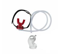 Sexual Slavery Irrigation System Piss Urinal Penile Sheath Flow Into The Mouth Plug Catheters Chastity Device Cage Sex Toys(Red03)