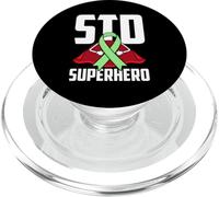 Sexually Transmitted Diseases (STD) Superhero Green Ribbon PopSockets PopGrip for MagSafe