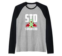 Sexually Transmitted Diseases (STD) Superhero Green Ribbon Raglan Baseball Tee