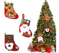 SexxLady 3 Piece Christmas Stocking Personalised Christmas Hanging Socks with Name Stocking Empty Christmas Gift Idea for Epiphany Christmas Decoration for Fireplace