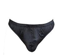Sexy 100% Silk Satin Underwear Mens Thong Briefs Size USM[Black]