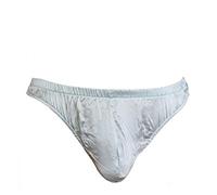 Sexy 100% Silk Satin Underwear Mens Thong Briefs Size USXXL[Blue]