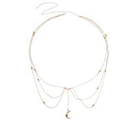Sexy Adjustable Belly Chain with Moon Charm 3Pcs Layered Waist Jewelry for Summer Beach Gift Women's Body Chain