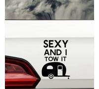 Sexy and I Tow It Funny Car Stickers - Caravan Accessories - Waterproof Decal - Suitcase Stickers - Caravan Gifts - Van Stickers - Motorhome Accessories (Black, 17.5cm x 14cm (6.9" x 5.5"))