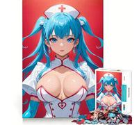 Sexy Anime Nurse with Blue Hair for Adults 1000 Piece Jigsaw Puzzle Mind Puzzle Relaxing Fun Image Assembly Warm Surprise 38x26cm
