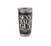 Sexy Bald Guy Killing It Confident Funny Bald Guy Stainless Steel Insulated Tumbler