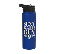 Sexy Bald Guy Killing It Confident Funny Bald Guy Stainless Steel Insulated Water Bottle