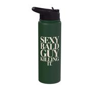 Sexy Bald Guy Killing It Confident Funny Bald Guy Stainless Steel Insulated Water Bottle