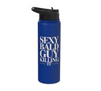 Sexy Bald Guy Killing It Confident Funny Bald Guy Stainless Steel Insulated Water Bottle