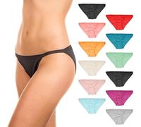 Sexy Basics Womens 12 Pack & 18 Pack String Bikini Briefs | 100% Cotton Underwear, 12 Pack - Assorted Solid Color, 10