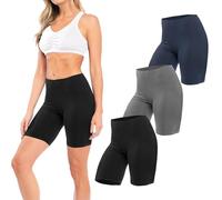 Sexy Basics Womens 12 Pack Buttery Soft Brushed Active Stretch Yoga Bike Short Boxer Briefs, 3 Pack- Black / Charcoal / Navy, S