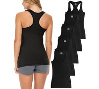 Sexy Basics Women's 5 Pack Racerback PowerFlex Tank Tops/Cotton -Spandex Stretch Color Tank Tops, 5 Pack-black, XXL