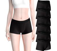 Sexy Basics Women's 6 Pack Modern Active Buttery Soft Boy Short Boxer Brief Panties, 6 Pack- Midnight Black, L