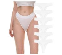 Sexy Basics Women's Active Sport Thong Panties Underwear - Multi Packs, 6 Pack- Bright White, L