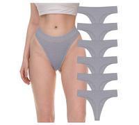 Sexy Basics Women's Active Sport Thongs | Cotton Hi Waist Underwear - Multi Packs, 6 Pack -Heather Grey, M