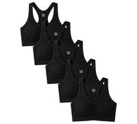 Sexy Basics Women's Cotton Spandex Racer Back Bra | 4 Way Stretch Pullover Sport Comfort Bra (5-Pack) - black - M