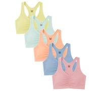 Sexy Basics Women's Cotton Spandex Racer Back Bra | 4 Way Stretch Pullover Workout Sport Bras (Multi-Pack), 5 Pack-yellow | Mint |Peach Fuzz | Powder Blue| Powder Pink, 3X-Large