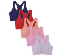 Sexy Basics Women's Cotton Spandex Racer Back Bra | 4 Way Stretch Pullover Workout Sport Bras (Multi-Pack)