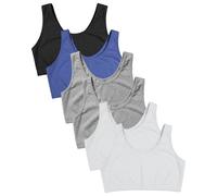 Sexy Basics Women's Cotton Spandex Workout Bra | 4 Way Stretch Pullover Sport Comfort Bra (Multi-Pack)