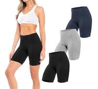 Sexy Basics Women's Cotton Stretch Active Slip Shorts | 3 Pack & 6 Pack Boy Short Boxer Briefs, 3 Pk - Black/Heather Gray/Navy, M
