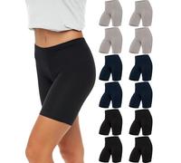 Sexy Basics Womens Ultra Soft Yoga Bike Short | Stretch Boxer Briefs | Multi Packs, 12 Pack - Black / Navy / Charcoal, M