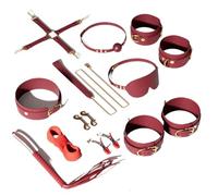 Sexy BDSM Exotic Toys, Leather Plush Sexy Binding and Binding Bag Set, Jokes, Whips, Butt Plugs, Female Toys, Nipple Clips, Porn(PU 12pcs-Wine red)