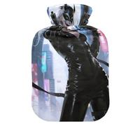 Sexy Beauty with White Hair Travel hot Water Bottle with Soft Cover, 2L hot Compress Bag for Period Cramps, Period Cramps, Bolsa Caliente para Dolores musculares