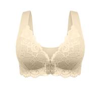 Sexy Bras for Women Lace Front Fastening Bras No Trace Ice-Silk V-Neck Full Coverage Non Wired Top Push Up Soft Breathable Comfort Mesh Fixed Padded Stretchy Wide Strap Ladies Bra Tops for Every