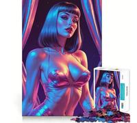 Sexy Brunette Pin-Up Iridescent Outfit 1000 Piece Jigsaw Puzzles for Adults Sharp Logic Toy Home Leisure Tight Cut Heartfelt Gift 50x75cm