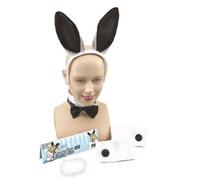 Sexy Bunny Ears Tiara Collar Cuffs Tail Easter Hen Night Fancy Dress Costume Set