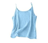 Sexy Camisole for Women UK Casual Sleeveless Cotton Linen Tank Tops Summer Solid Color Lightweight Vest 2025 Fashion Scoop Neck Backless Blouse Comfy Going Out Shirts