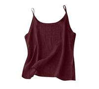 Sexy Camisole for Women UK Casual Sleeveless Cotton Linen Tank Tops Summer Solid Color Lightweight Vest 2025 Fashion Scoop Neck Backless Blouse Comfy Going Out Shirts