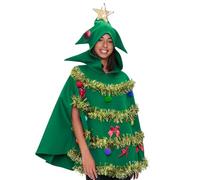 Sexy Christmas Tree Costume Adult Womens Fancy Dress Outfits 5 Piece Sparkly Funny Plus Size Xmas Dresses + Headband + Glasses + Stockings + Hand Bag UK Yellow Blue Green Purple Pink Sizes 8-16 (M-XL)