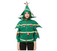 Sexy Christmas Tree Costume Adult Womens Fancy Dress Outfits 5 Piece Sparkly Funny Plus Size Xmas Dresses + Headband + Glasses + Stockings + Hand Bag UK Yellow Blue Green Purple Pink Sizes 8-16 (M-XL)