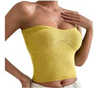 Sexy Clubbing Tops for Women UK Bandeau Boobtube Tops Ladies Going Out Tube Elegant Shirts Women Sexy Round-Neck Sleeveless Solid Casual Going Out Shirts