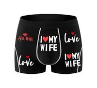 Sexy Code 1701 Men’s Boxer Briefs Modal Underwear-“I LOVE MY WIFE”Print, Soft Stretch Trunks Funny Romantic for Husband, Black(wife), XL