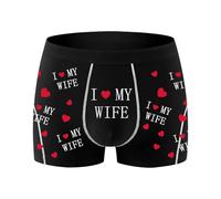 Sexy Code 1701 Men’s Boxer Briefs Modal Underwear-“I LOVE MY WIFE”Print, Soft Stretch Trunks Funny Romantic for Husband, Black, M